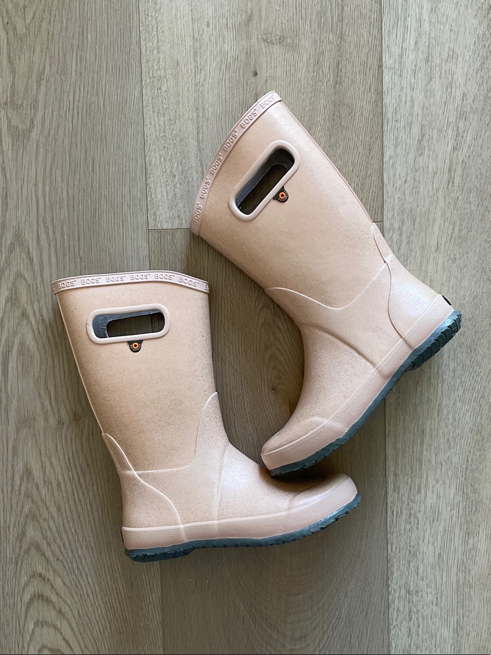 Bogs Girls' Rose Gold Waterproof Pull-On Rain Boots